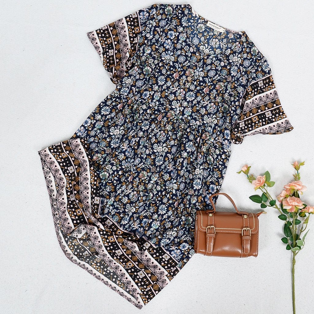Boho Short Sleeve Swing Dress