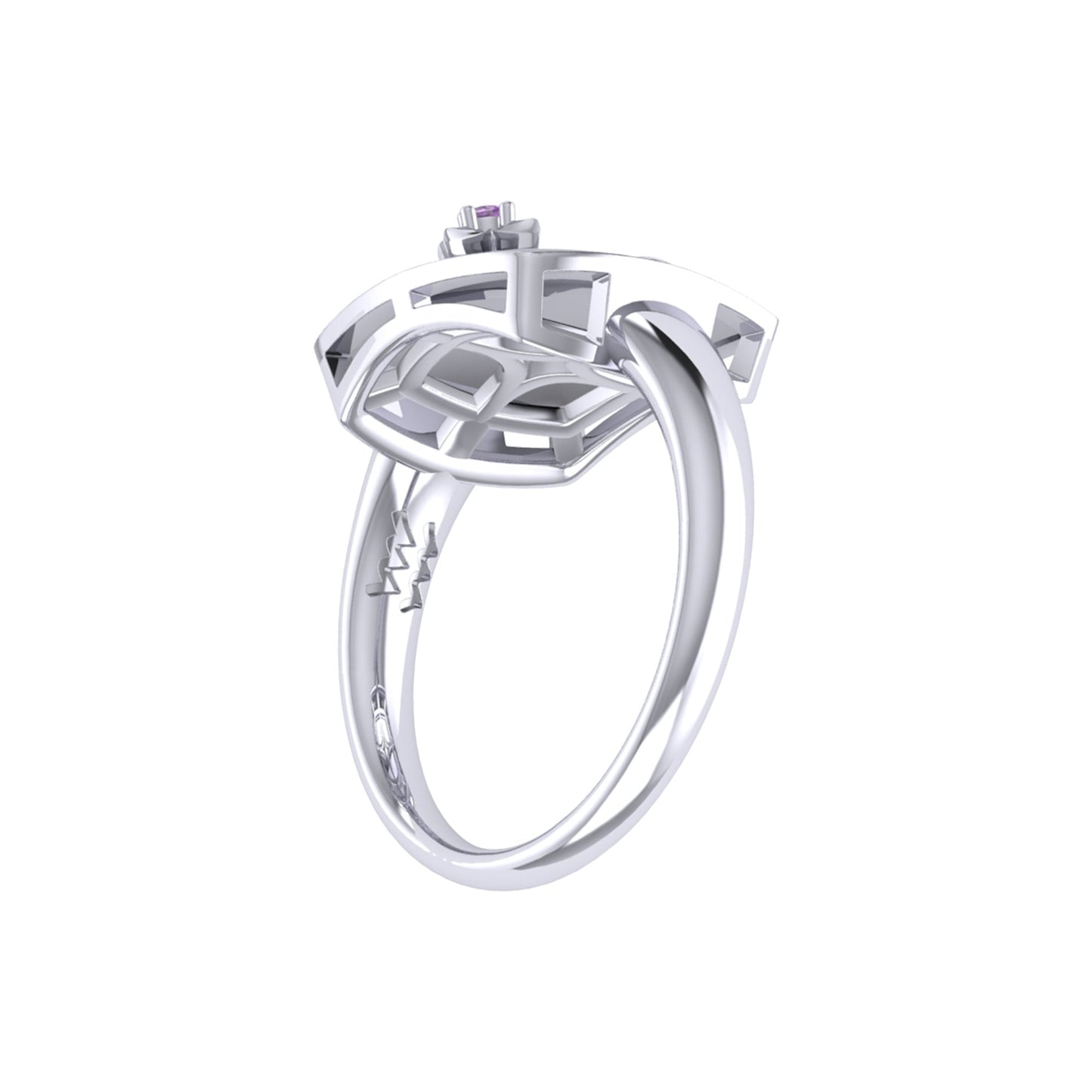 Aquarius Water-Bearer Amethyst & Diamond Constellation Signet Ring