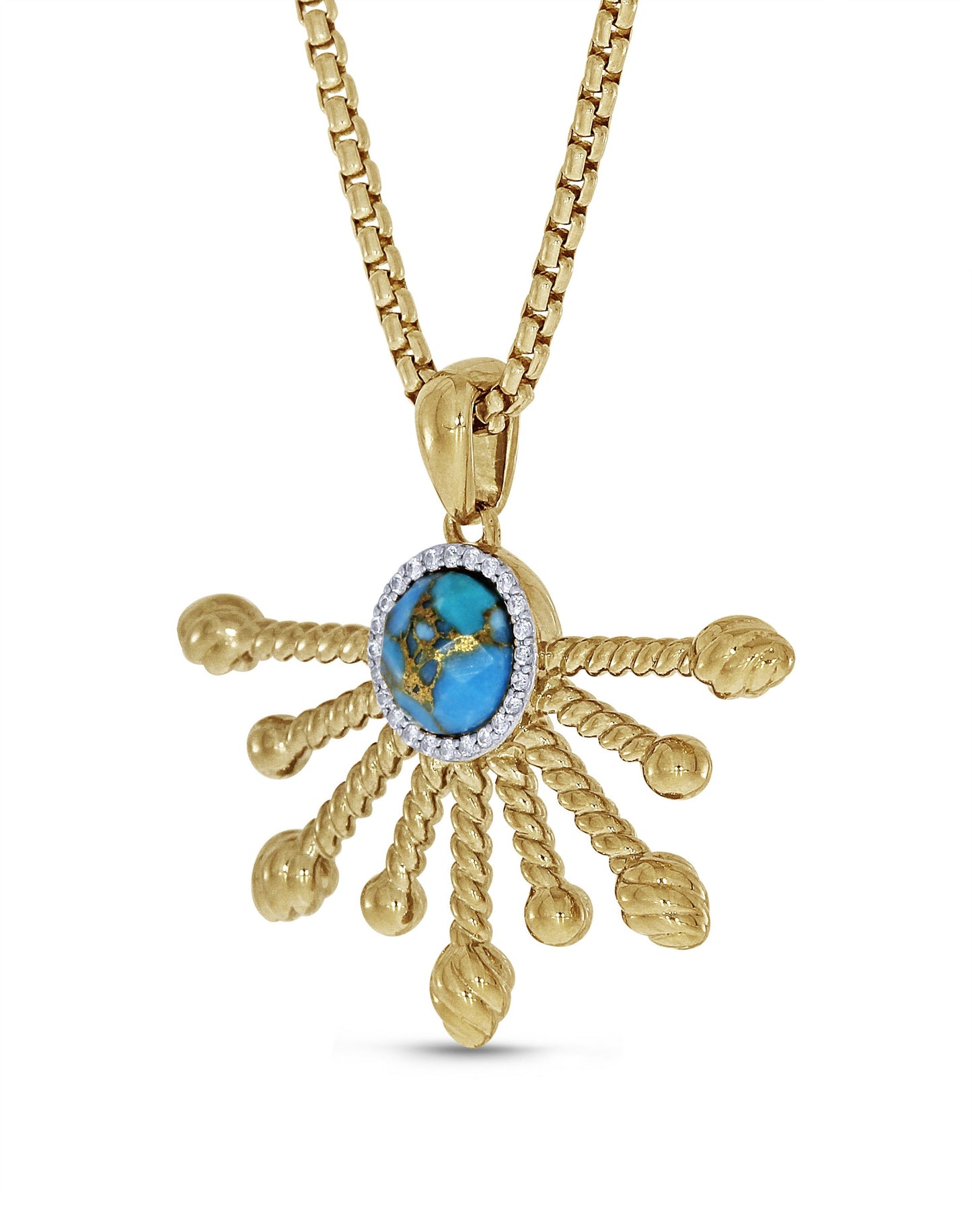 Day Break Half Sun Turquoise Diamond Pendant