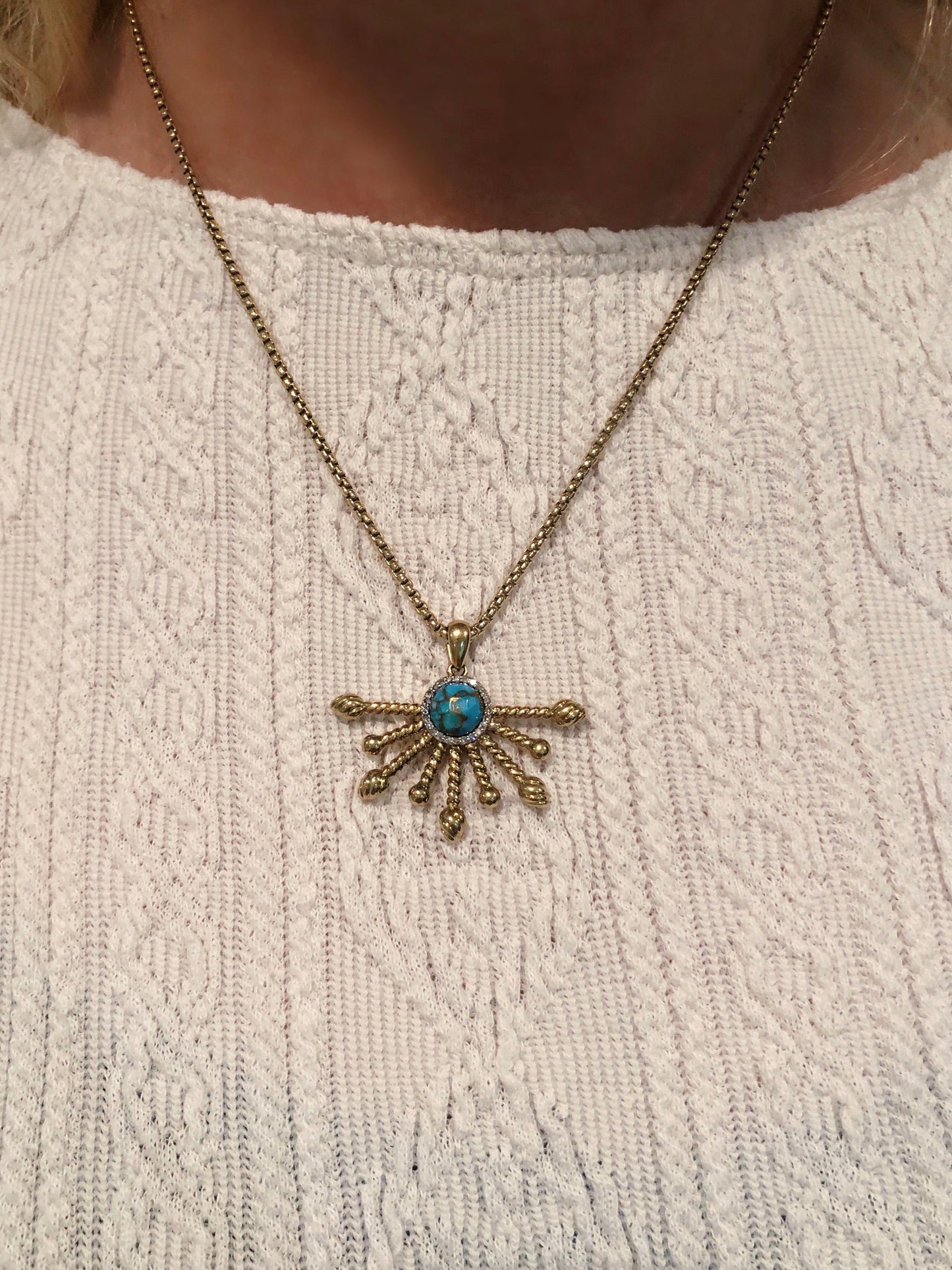 Day Break Half Sun Turquoise Diamond Pendant