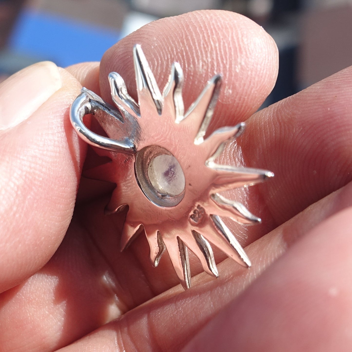 Moonstone Sun Pendant in Sterling Silver