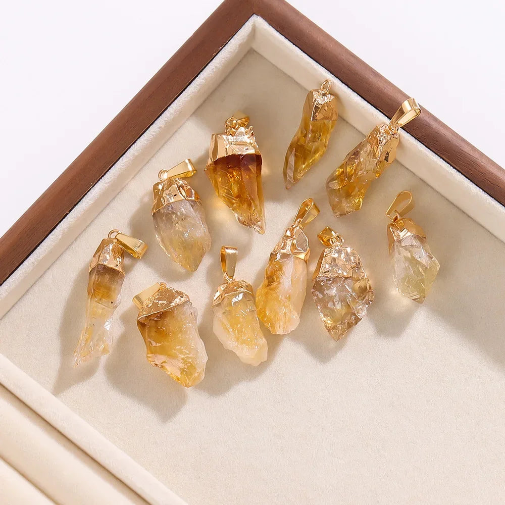 Natural Raw Citrine Pendant - Healing Crystal