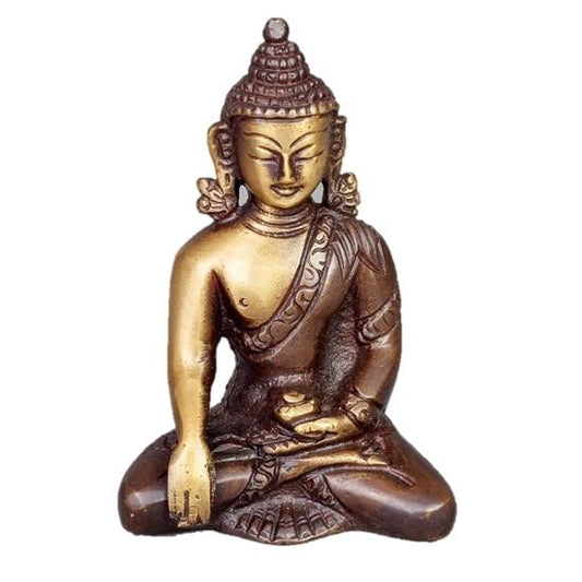 Sitting Buddha in Meditation Pose - Two-Tone Brass Statue