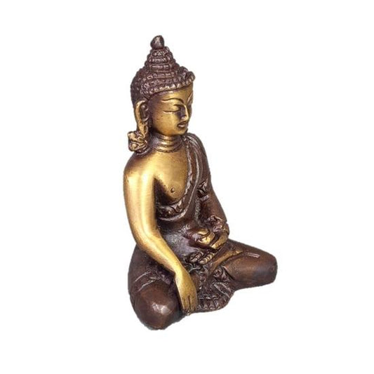 Sitting Buddha in Meditation Pose - Two-Tone Brass Statue