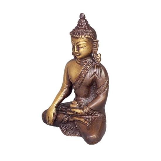 Sitting Buddha in Meditation Pose - Two-Tone Brass Statue