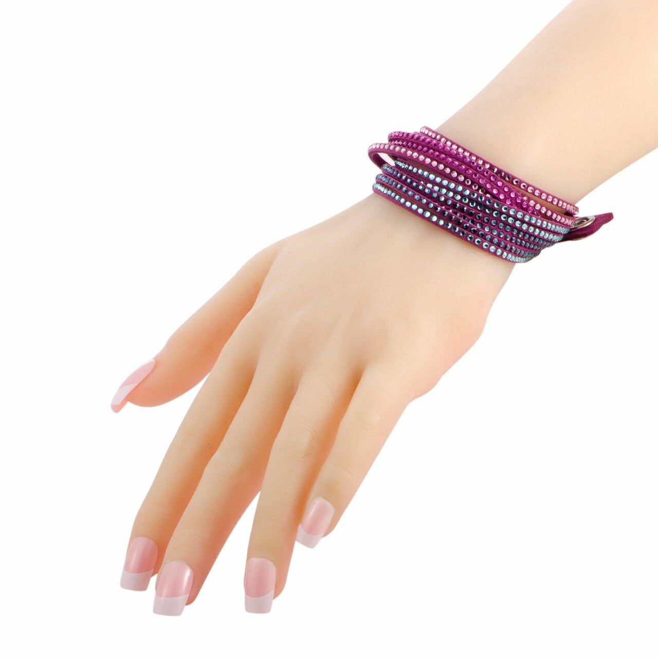 Fuchsia Alcantara Fabric Boho Bracelet