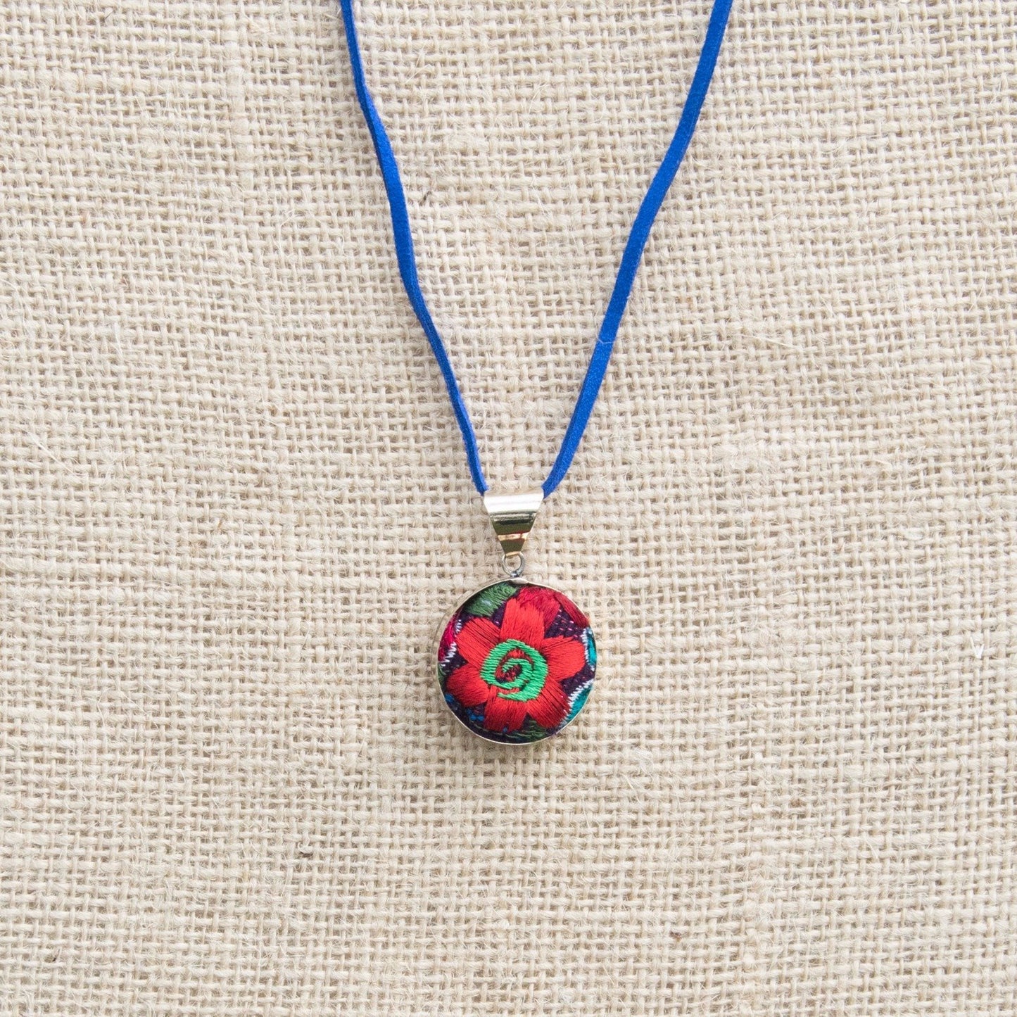 Embroidered Flower Boho Necklace