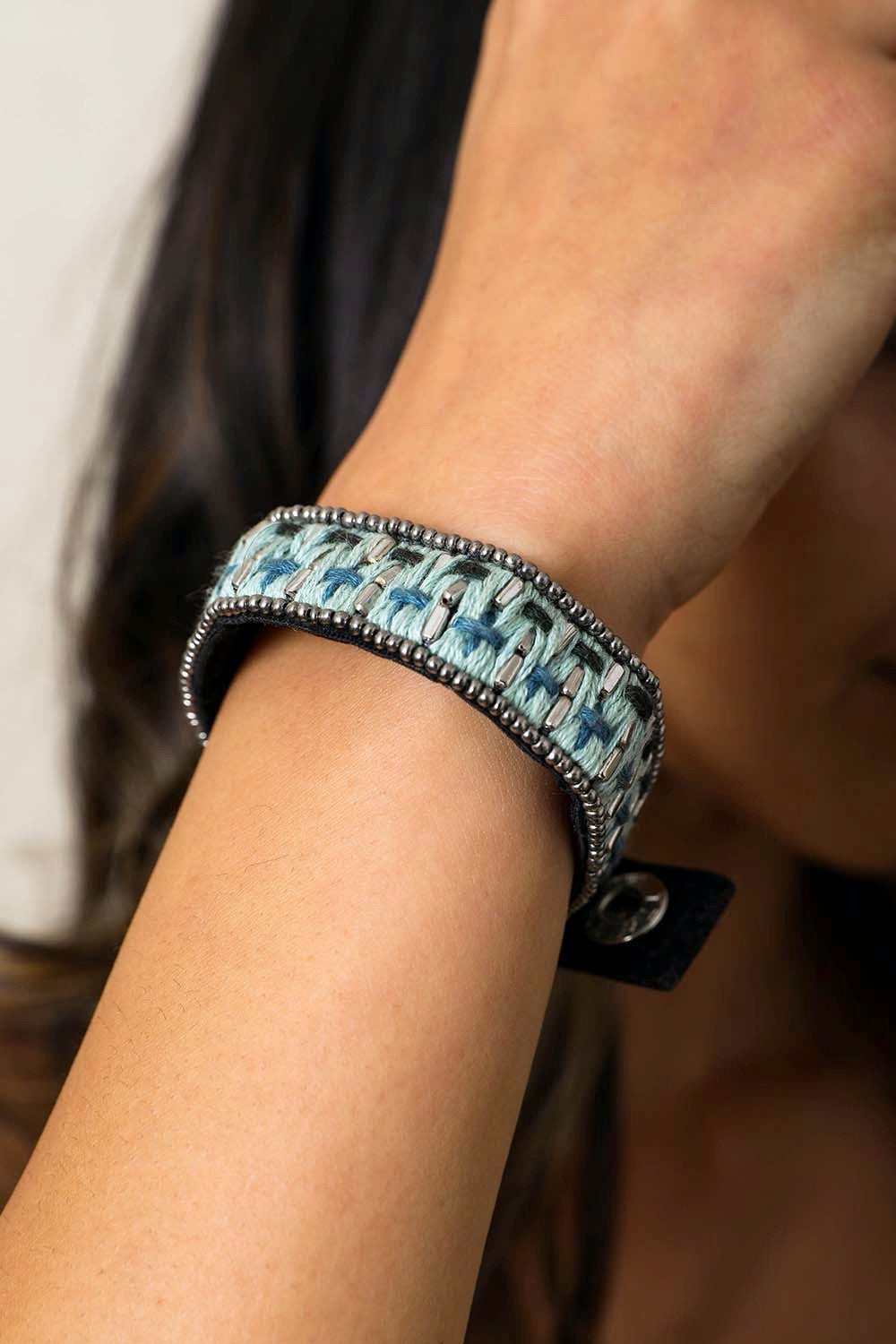 Woven Velvet Snap Bohemian Bracelet