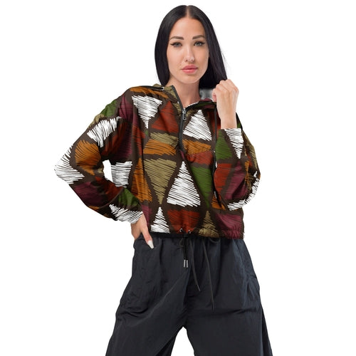 Women's Cropped Windbreaker Boho Jacket – Vibrant Tribal Style Meets Function