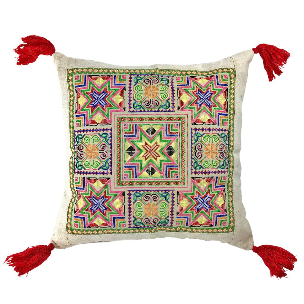 Needlepoint Tassel Pillow Cover – Boho Chic with Artisan Flair