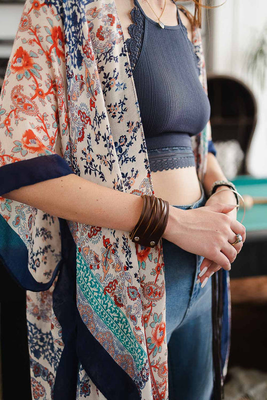 Braided Leather Cuff Bracelet with Adjustable Clasp