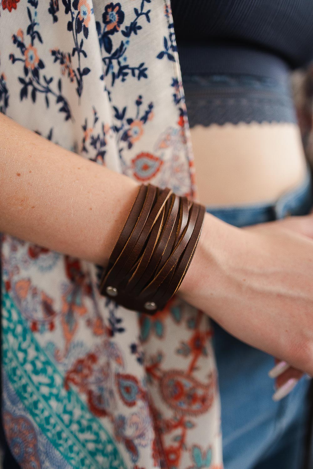 Braided Leather Cuff Bracelet with Adjustable Clasp