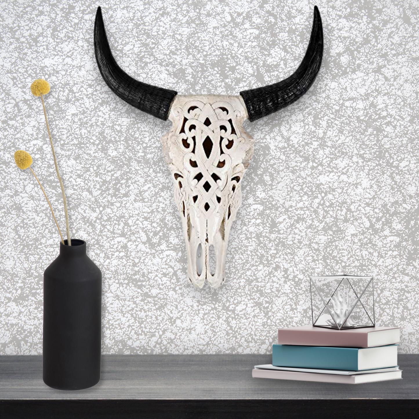 Carved Faux Buffalo Skull – Bohemian Décor