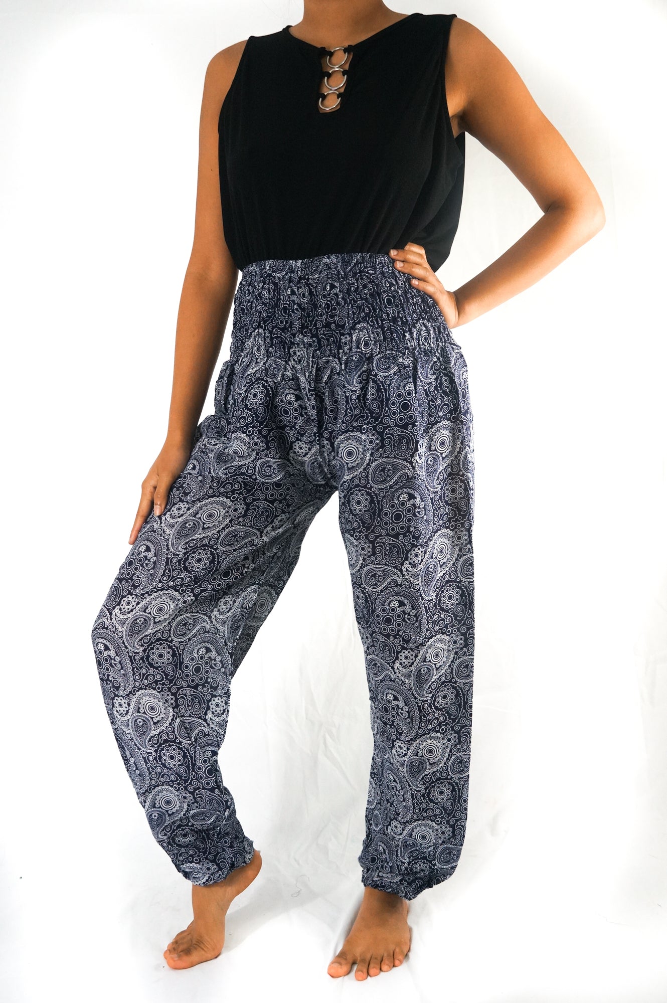 Black Paisley Boho Pants