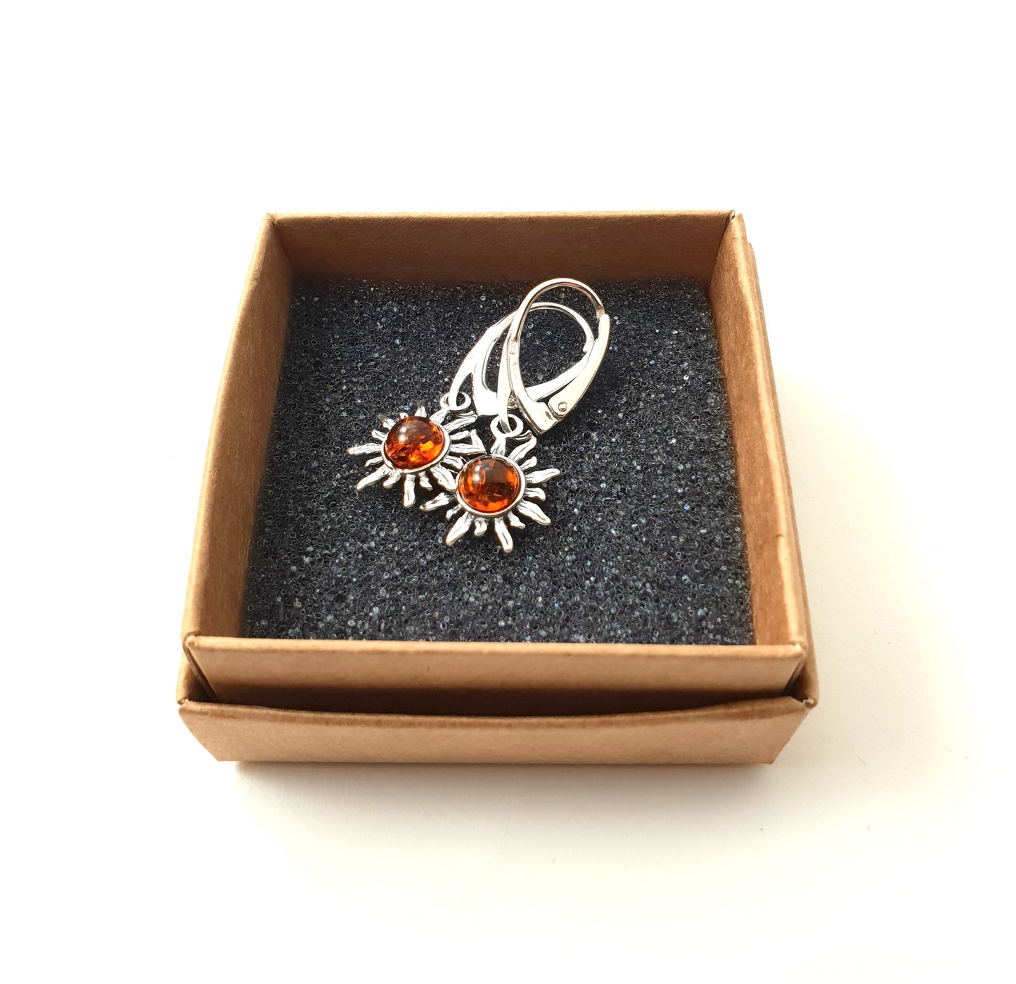 Baltic Amber Sun Drop Earrings with Sterling Silver