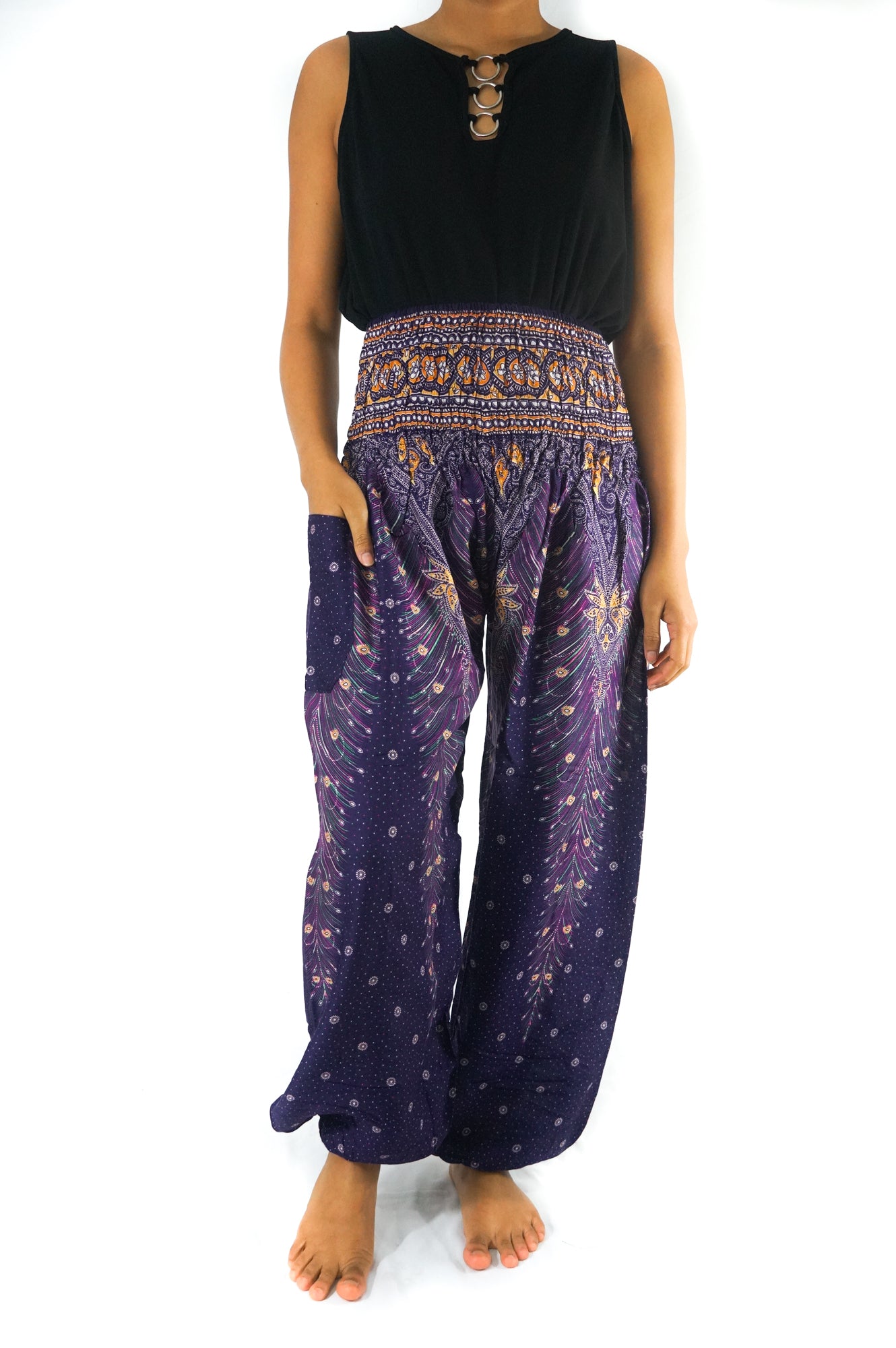 Purple Peacock Harem Boho Pants