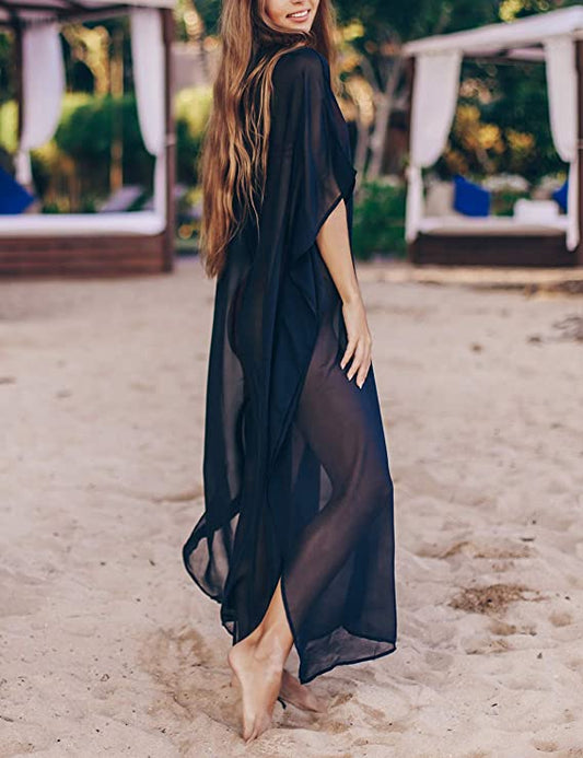 Black Kaftan Boho Dress – Free-Spirited Elegance with Tribal Embroidery