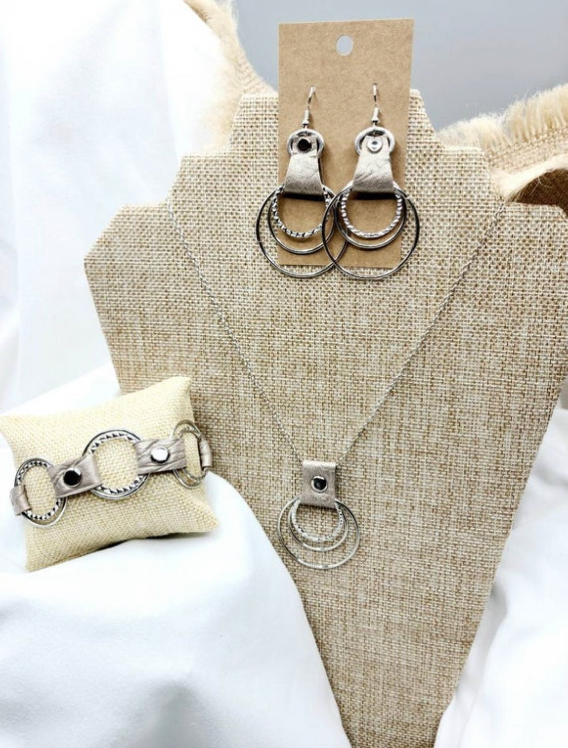 Leather & Metal Boho Jewelry Set