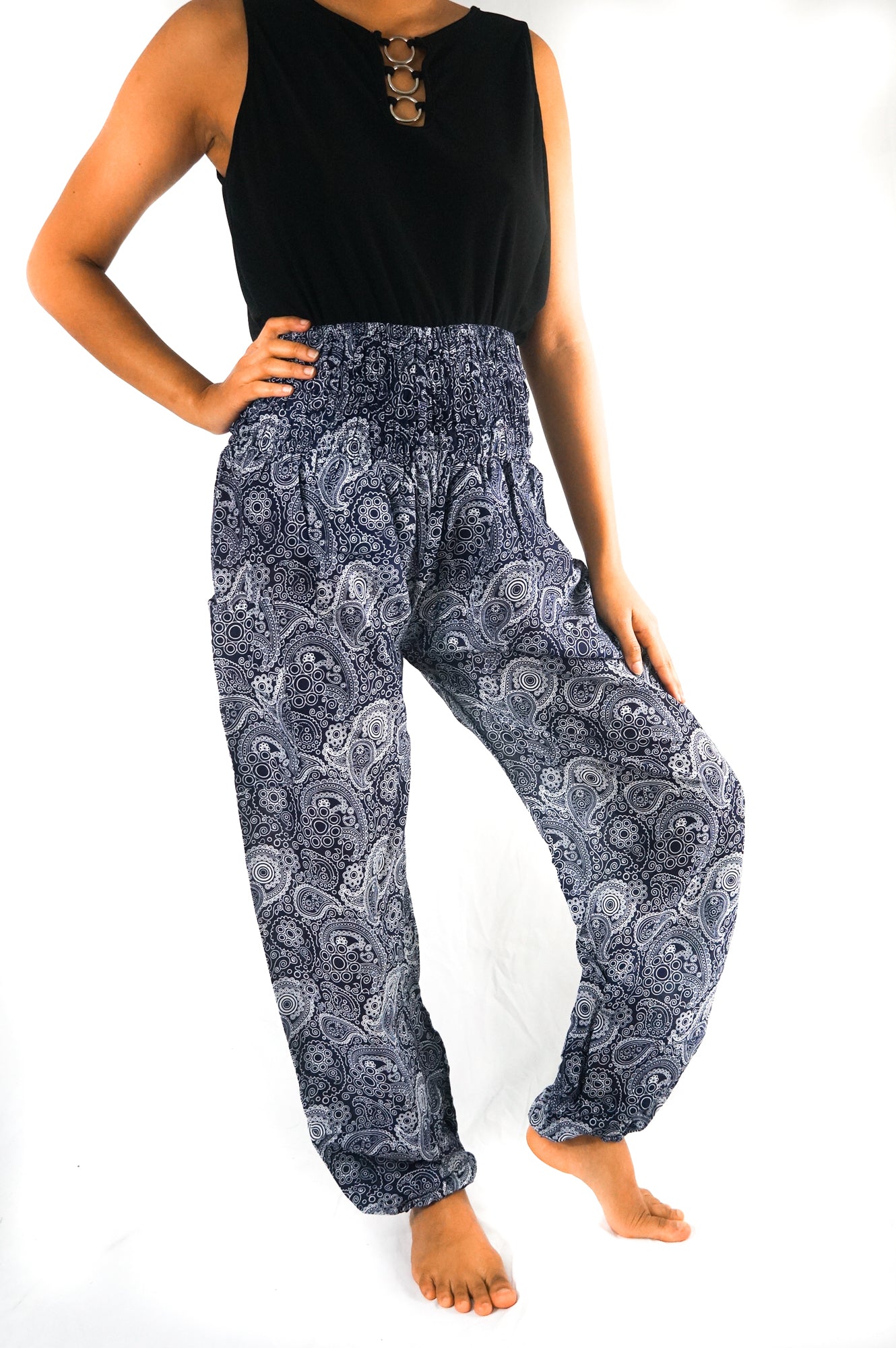Black Paisley Boho Pants