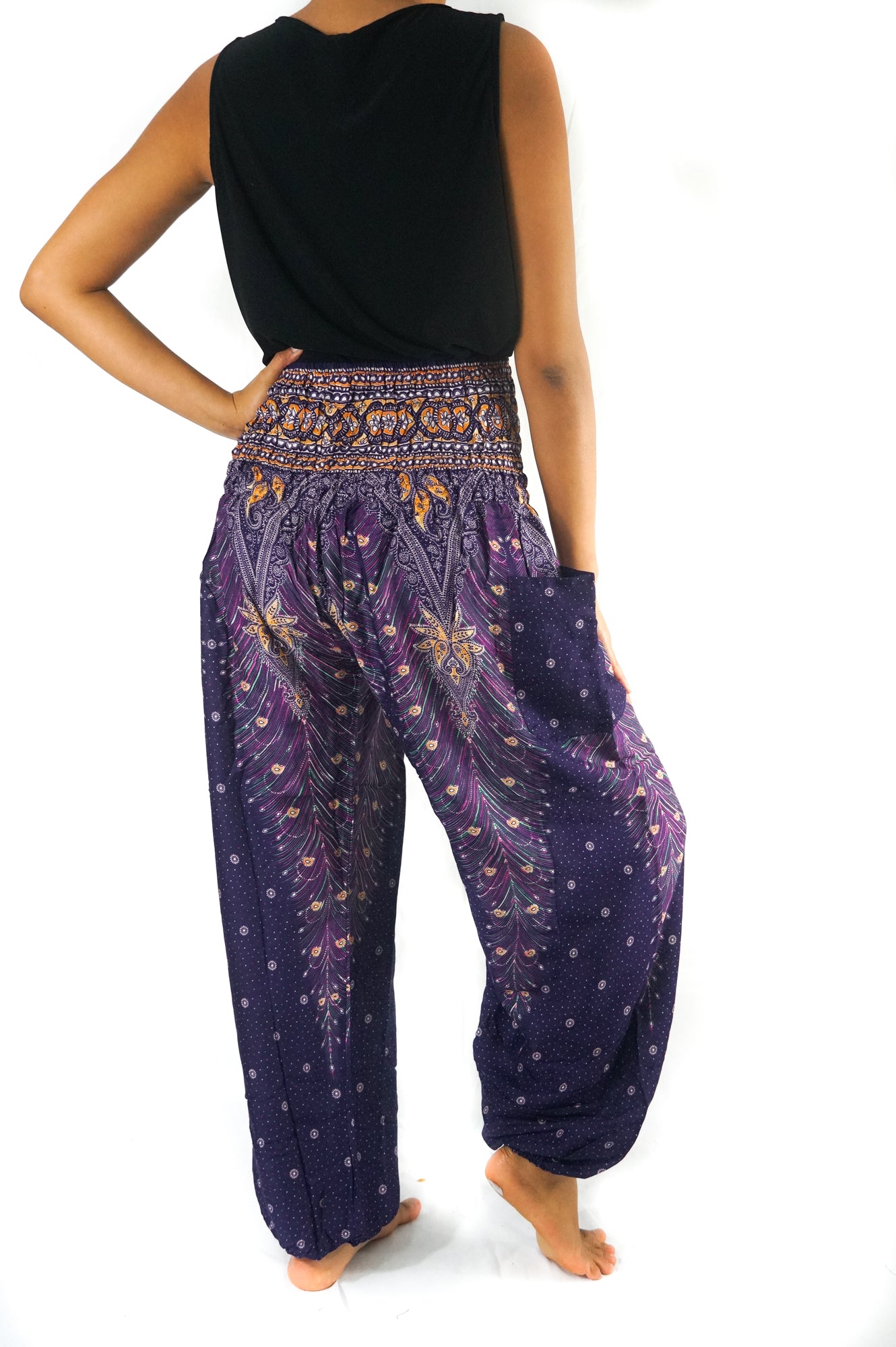 Purple Peacock Harem Boho Pants
