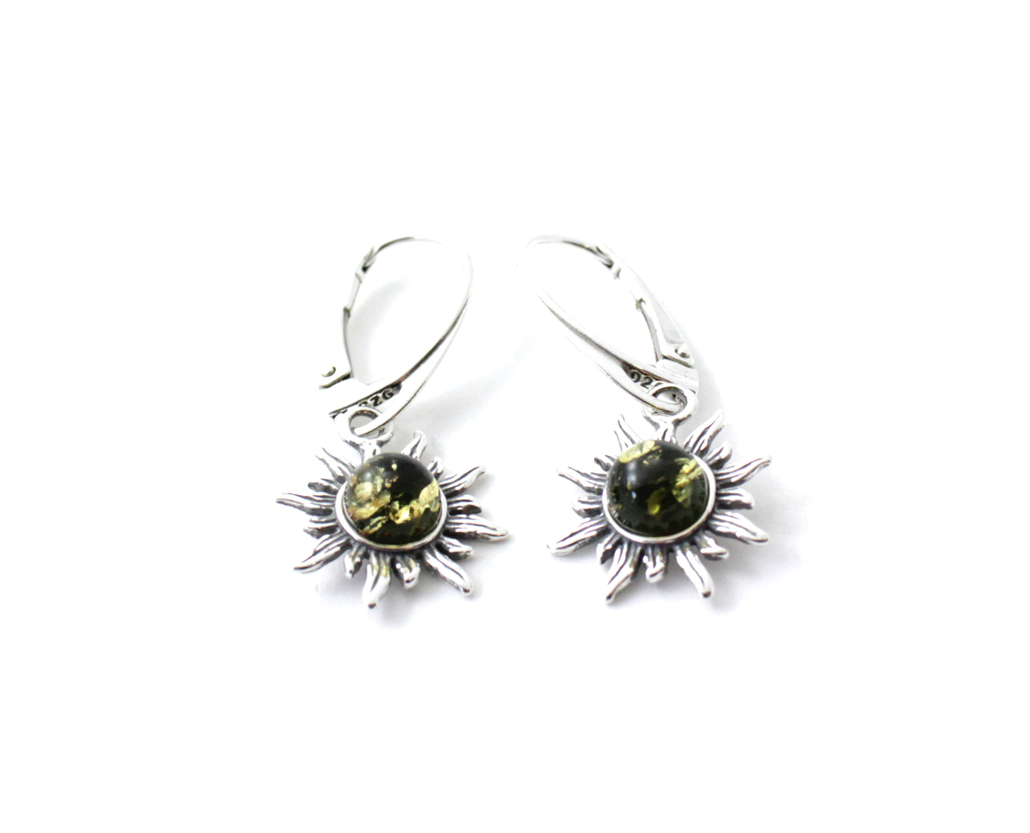 Baltic Amber Sun Drop Earrings with Sterling Silver