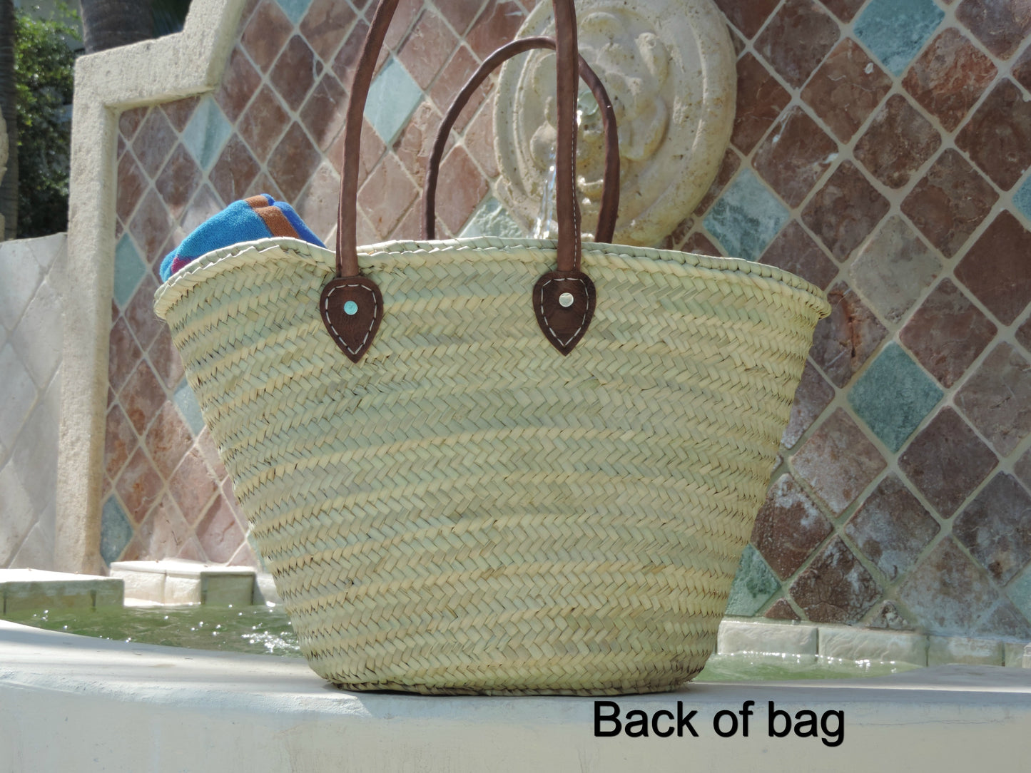 Hand-Painted Om Symbol Straw Bag with Hamsa Charm
