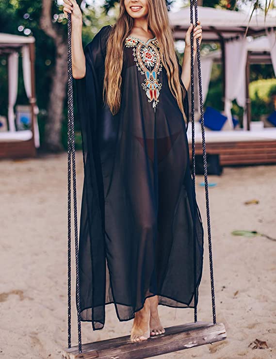 Black Kaftan Boho Dress