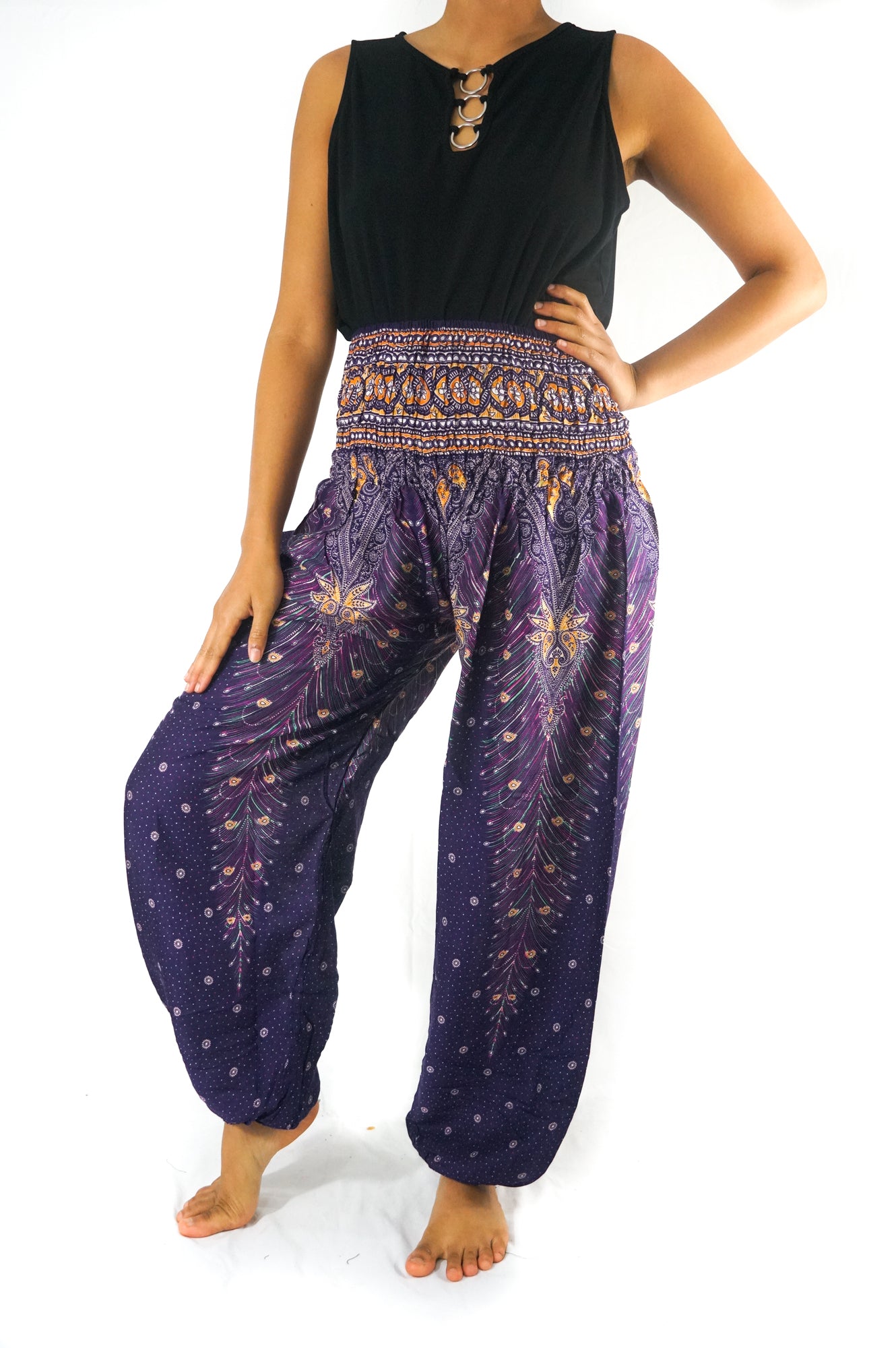 Purple Peacock Harem Boho Pants