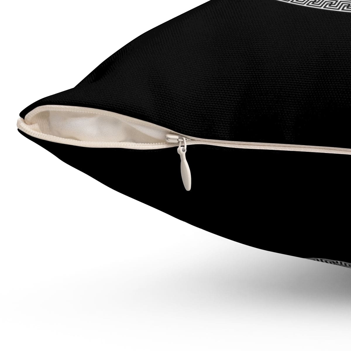 Black and White Geometric Boho Round Throw Pillow Cover