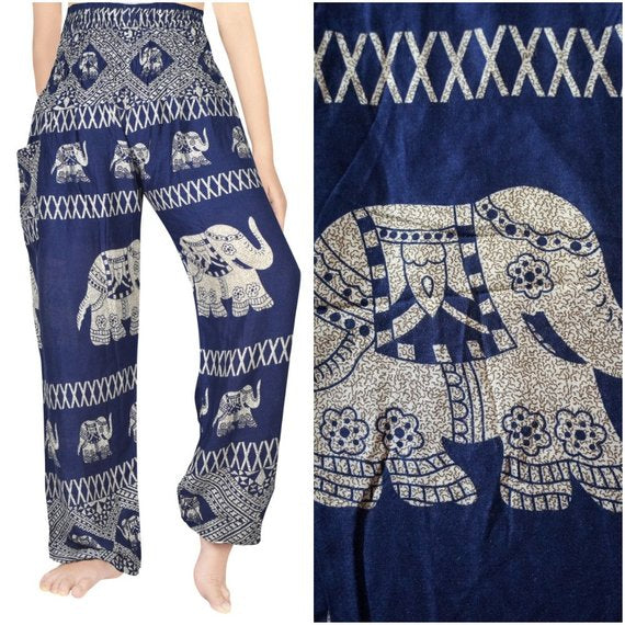 Blue Elephant Boho Pants