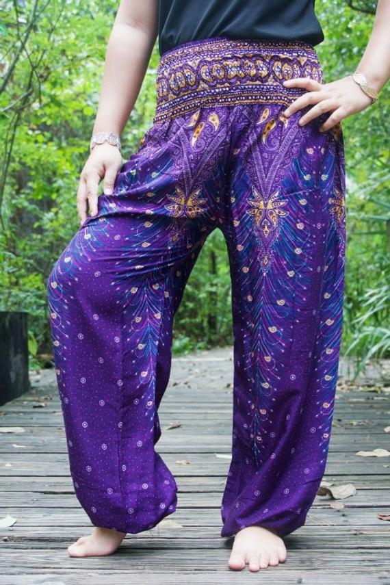 Purple Peacock Harem Boho Pants