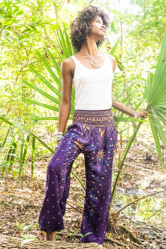 Purple Peacock Harem Boho Pants