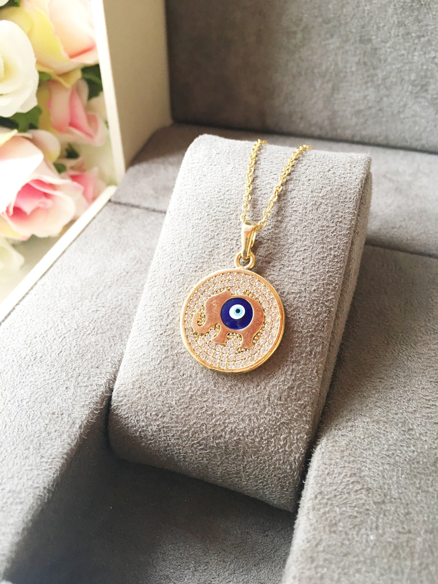 Elephant Evil Eye Necklace