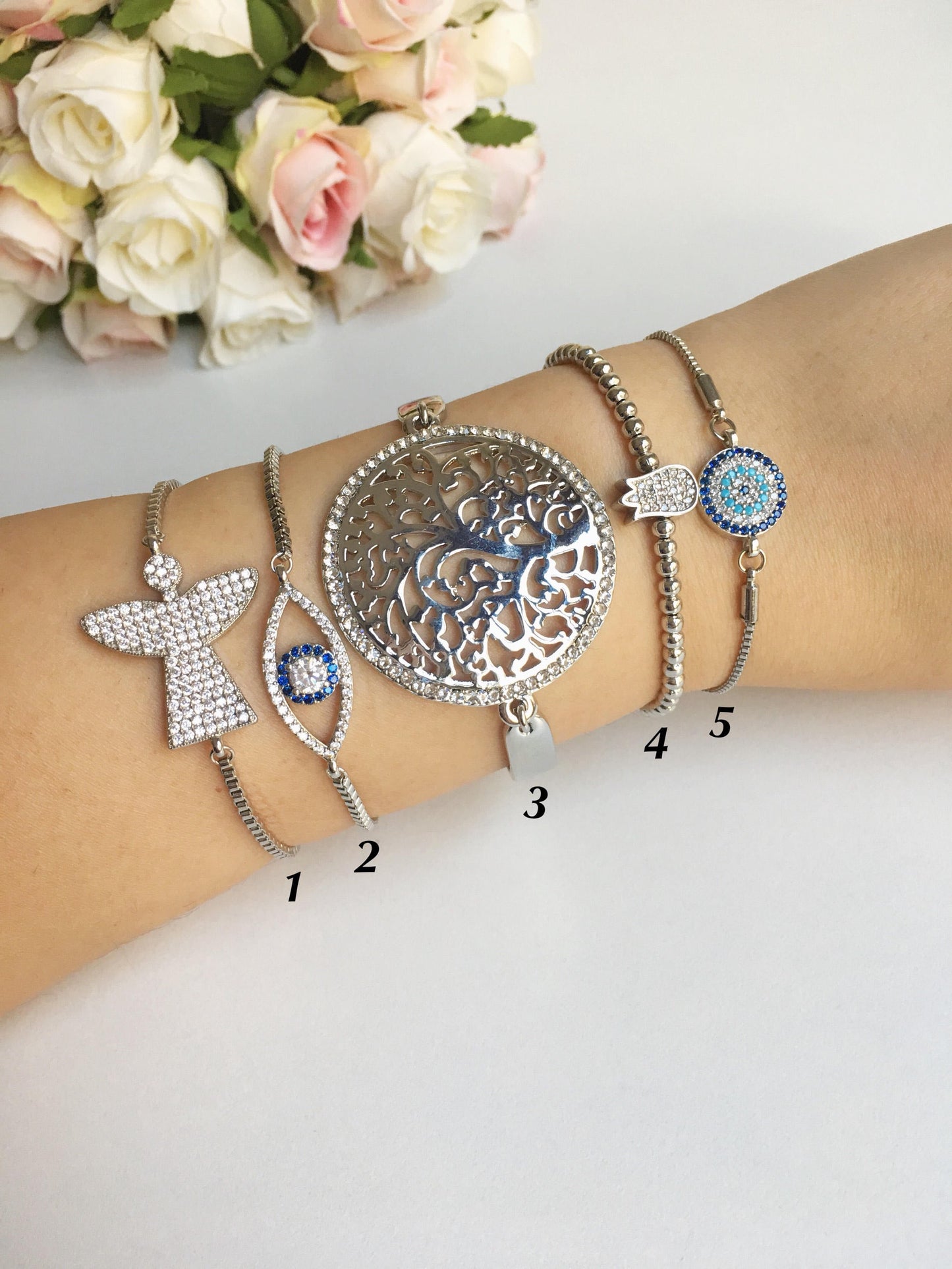 Silver Tree of Life Bracelet Set