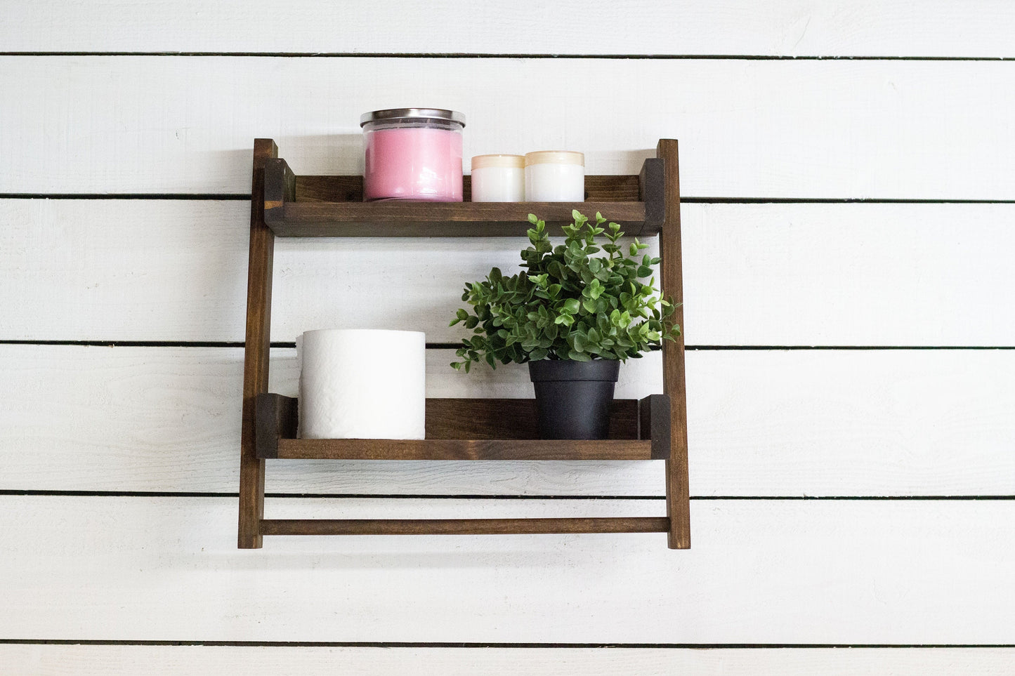 Two-Tier Ladder Shelf with Towel Bar