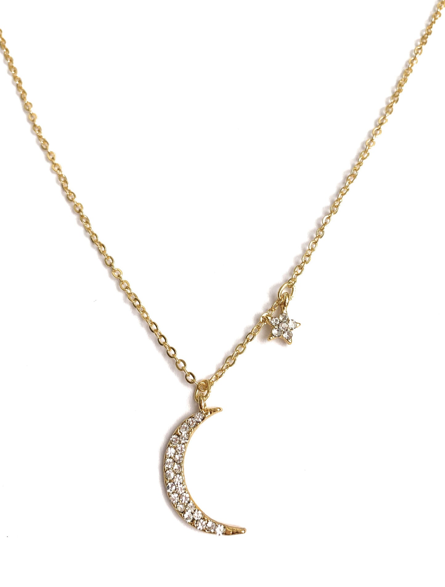 Moon and Star Necklace – Bohemian Sparkle
