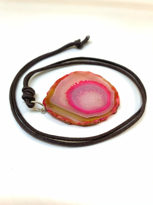 Agate Necklace – Boho Healing Jewelry with Pink, Blue & Brown Agate