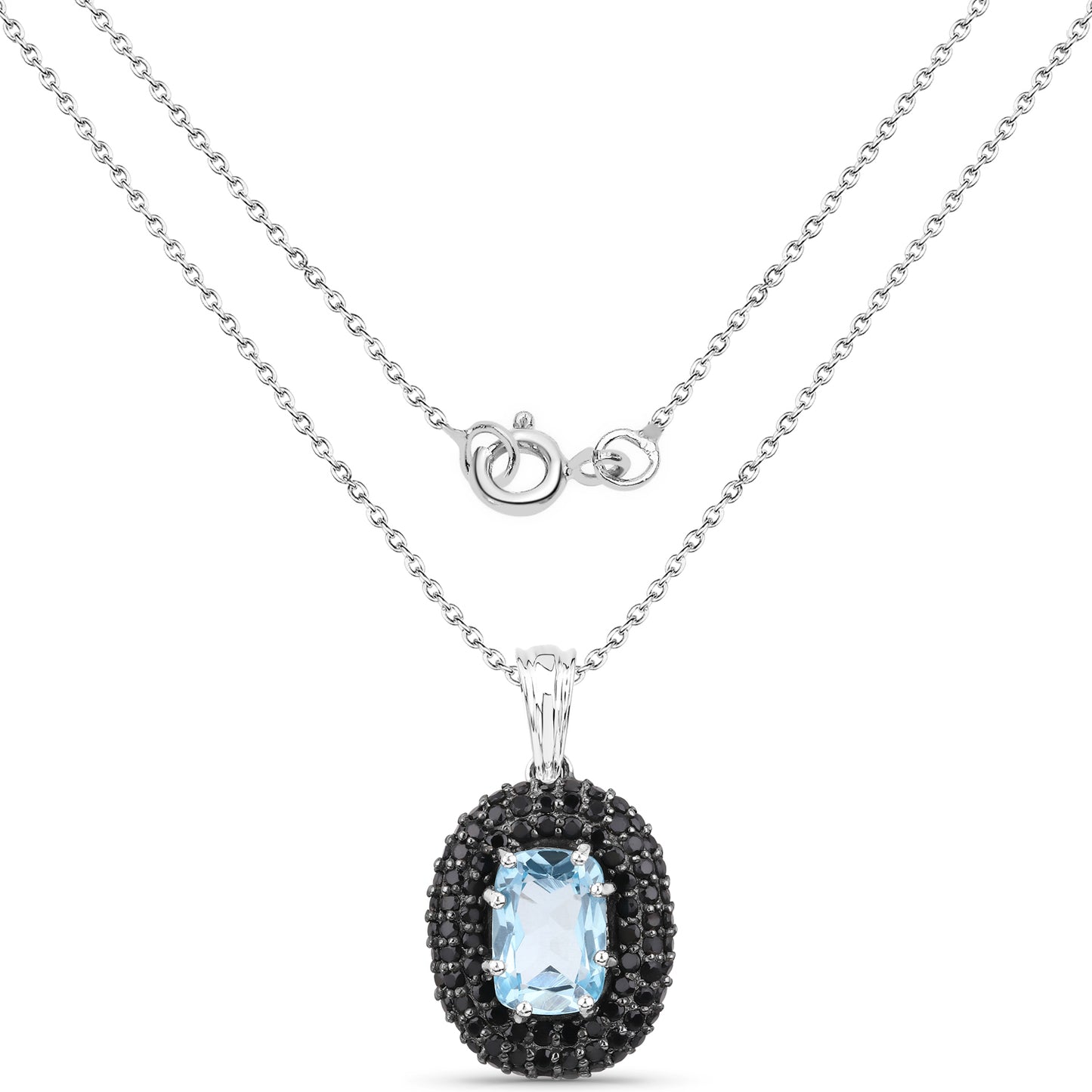Blue Topaz and Black Spinel Necklace