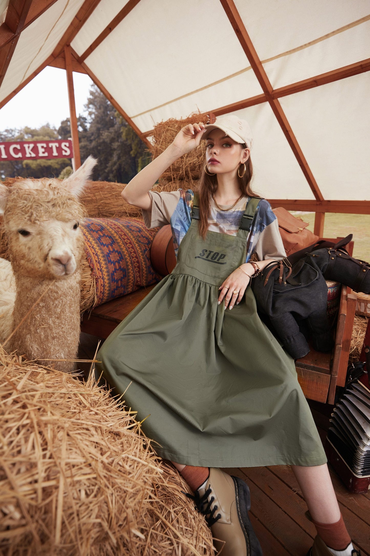 High Waist Casual Vintage Overall Boho Dress