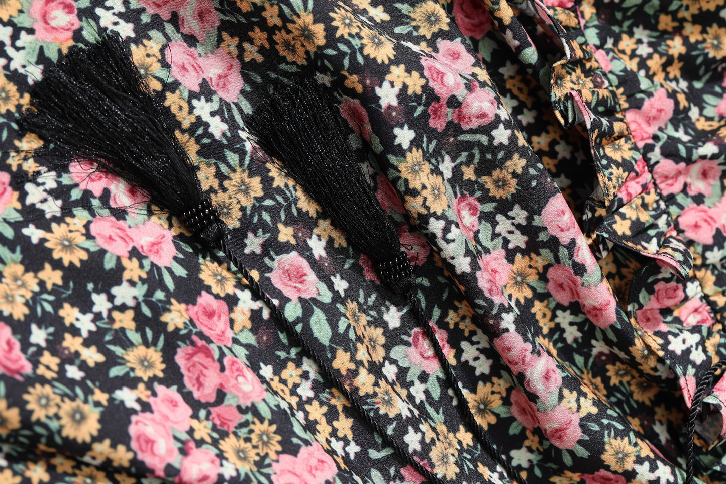Floral Print High Waist Casual Vintage Chiffon Boho Dress