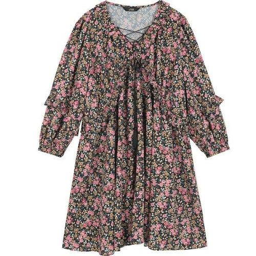 Floral Print High Waist Casual Vintage Chiffon Boho Dress