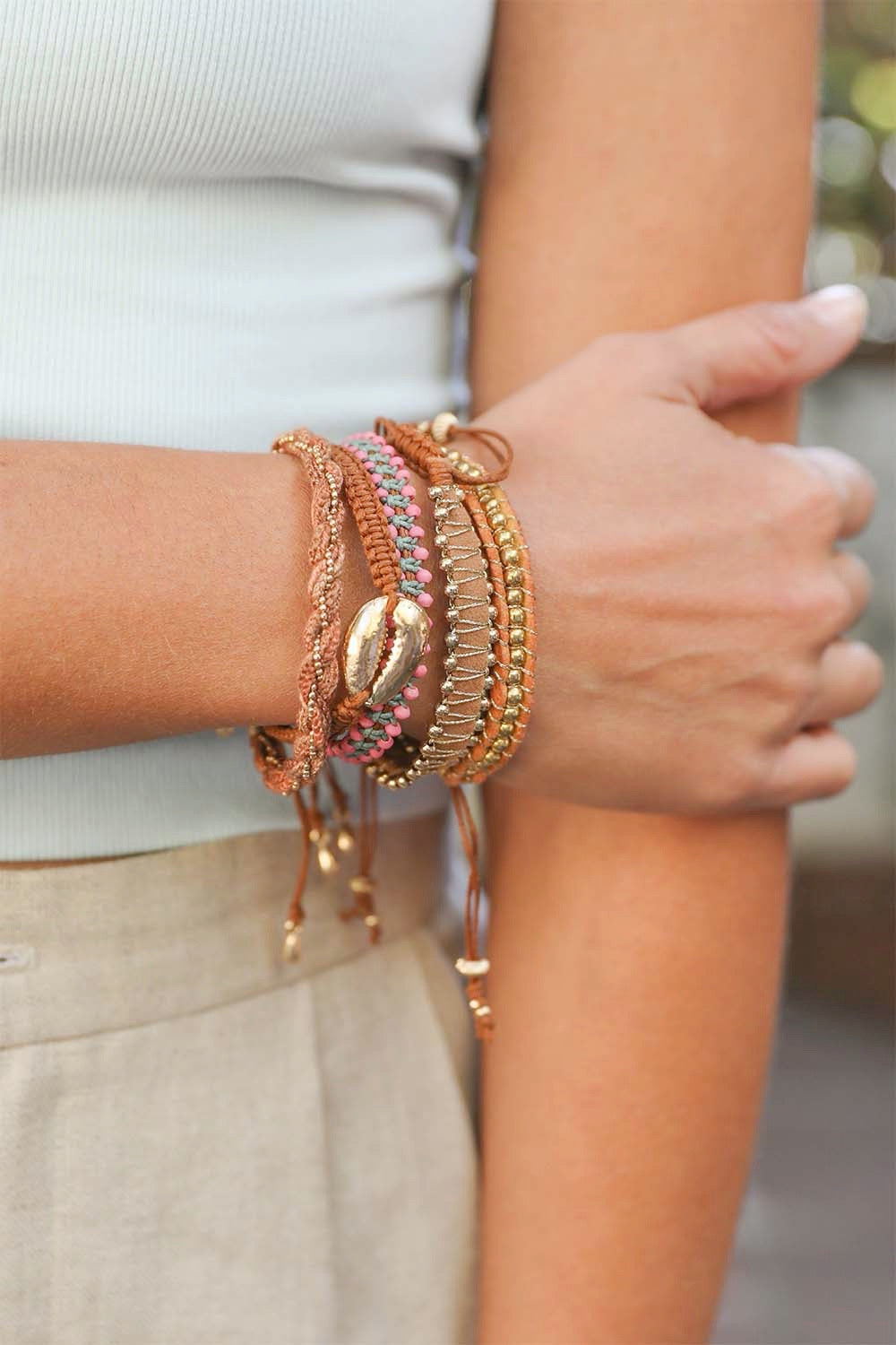 Woven Stackable Beaded Bracelet – Boho Chic