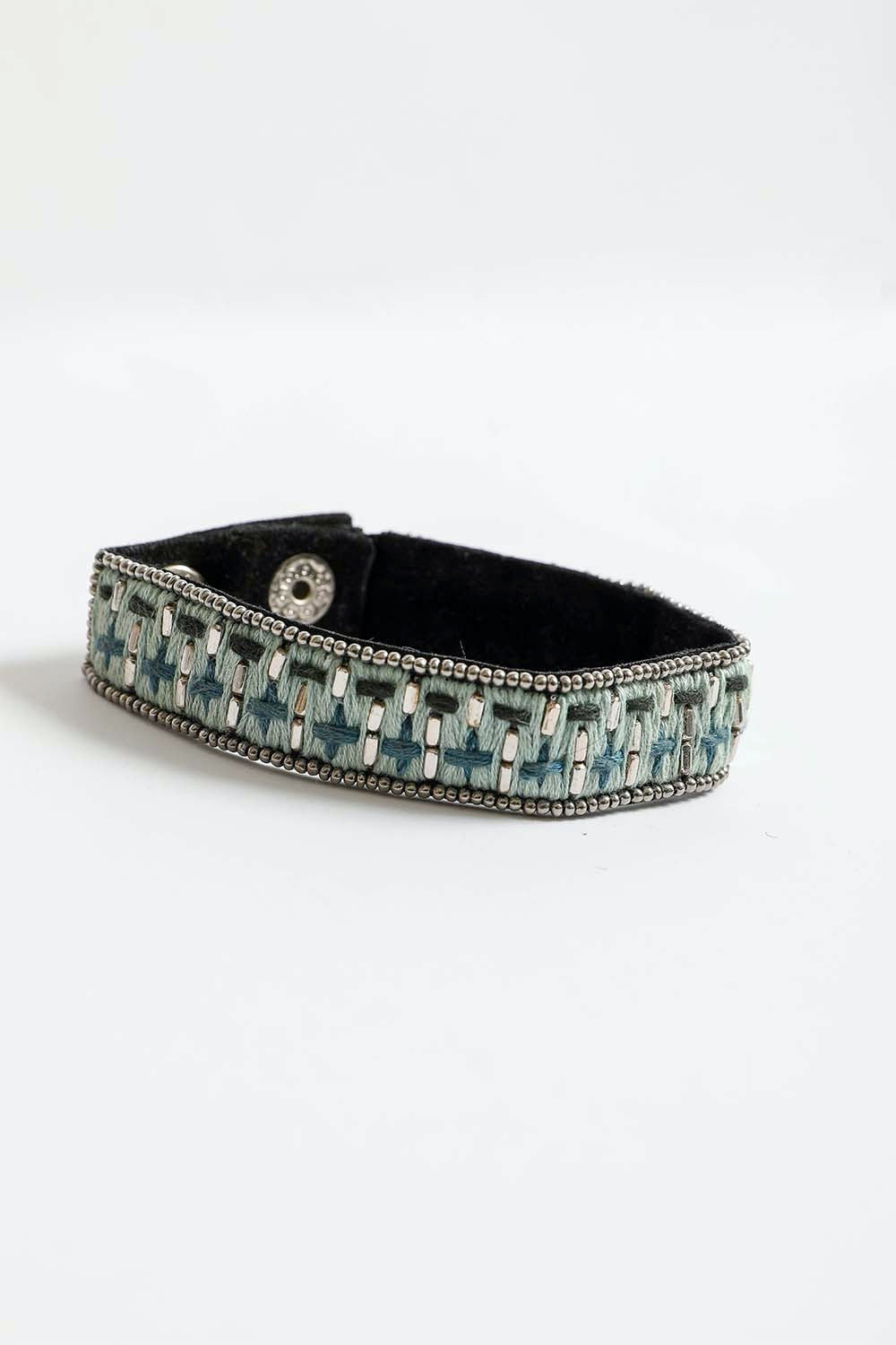 Woven Velvet Snap Bohemian Bracelet