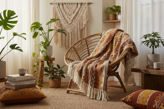Bohemian Throw Blanket Styling Beyond the Sofa