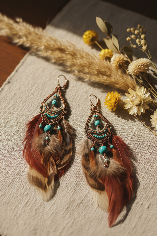 Boho Feather Earrings Handmade: Style as Statement Piece
