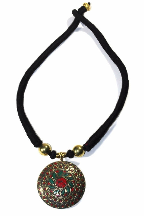 Mosaic Medallion Necklace – Handmade Bohemian Charm