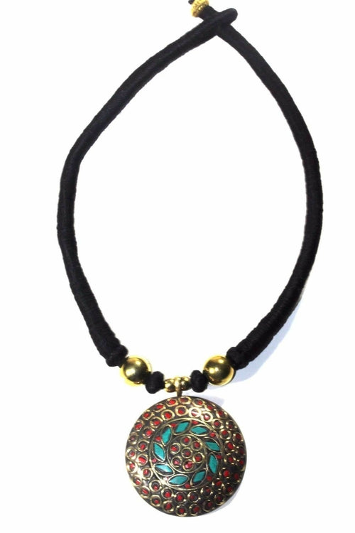 Mosaic Medallion Necklace – Handmade Bohemian Charm