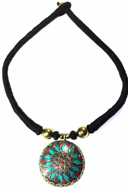 Mosaic Medallion Necklace – Handmade Bohemian Charm