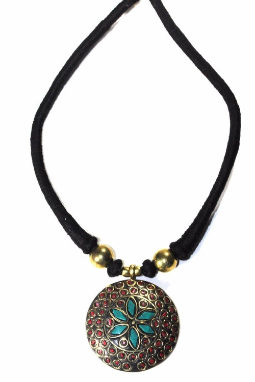 Mosaic Medallion Necklace – Handmade Bohemian Charm