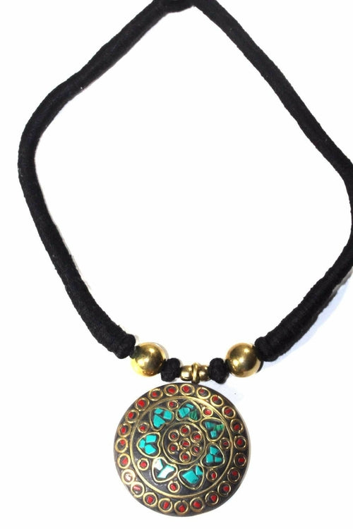 Mosaic Medallion Necklace – Handmade Bohemian Charm